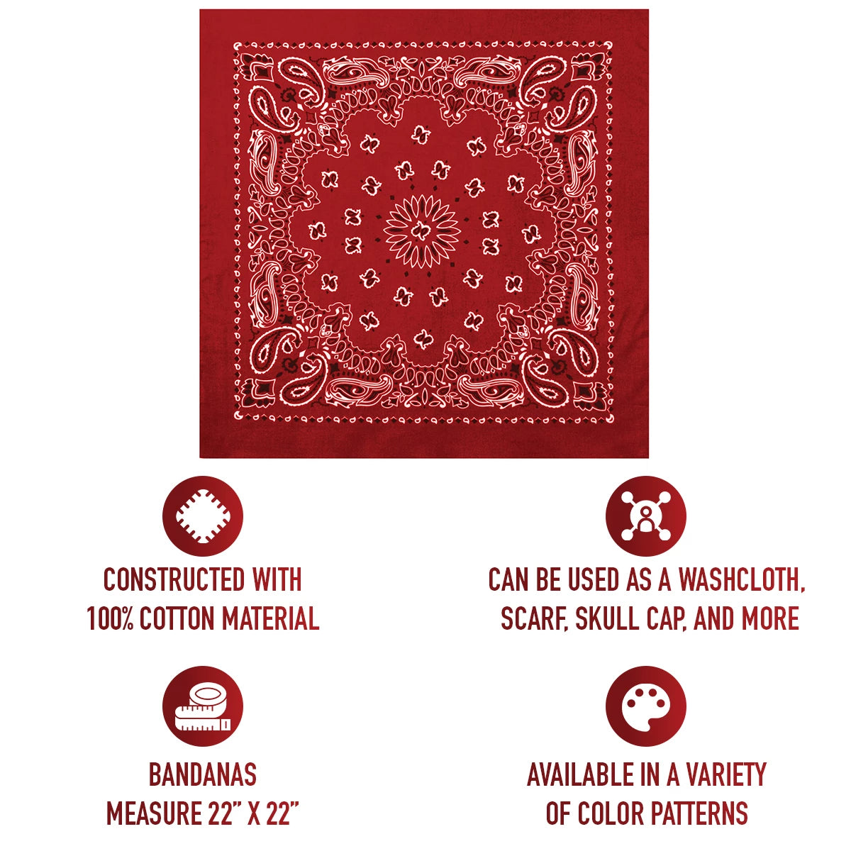 Rothco Trainmen Paisley Bandana - 22" X 22" - Rothco 4142-RDW