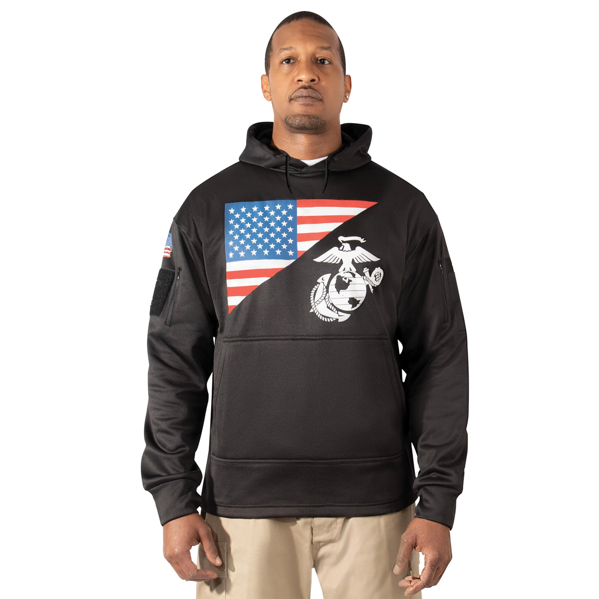 Rothco US Flag / USMC Eagle, Globe, & Anchor Concealed Carry Hoodie - Rothco 41660-SML