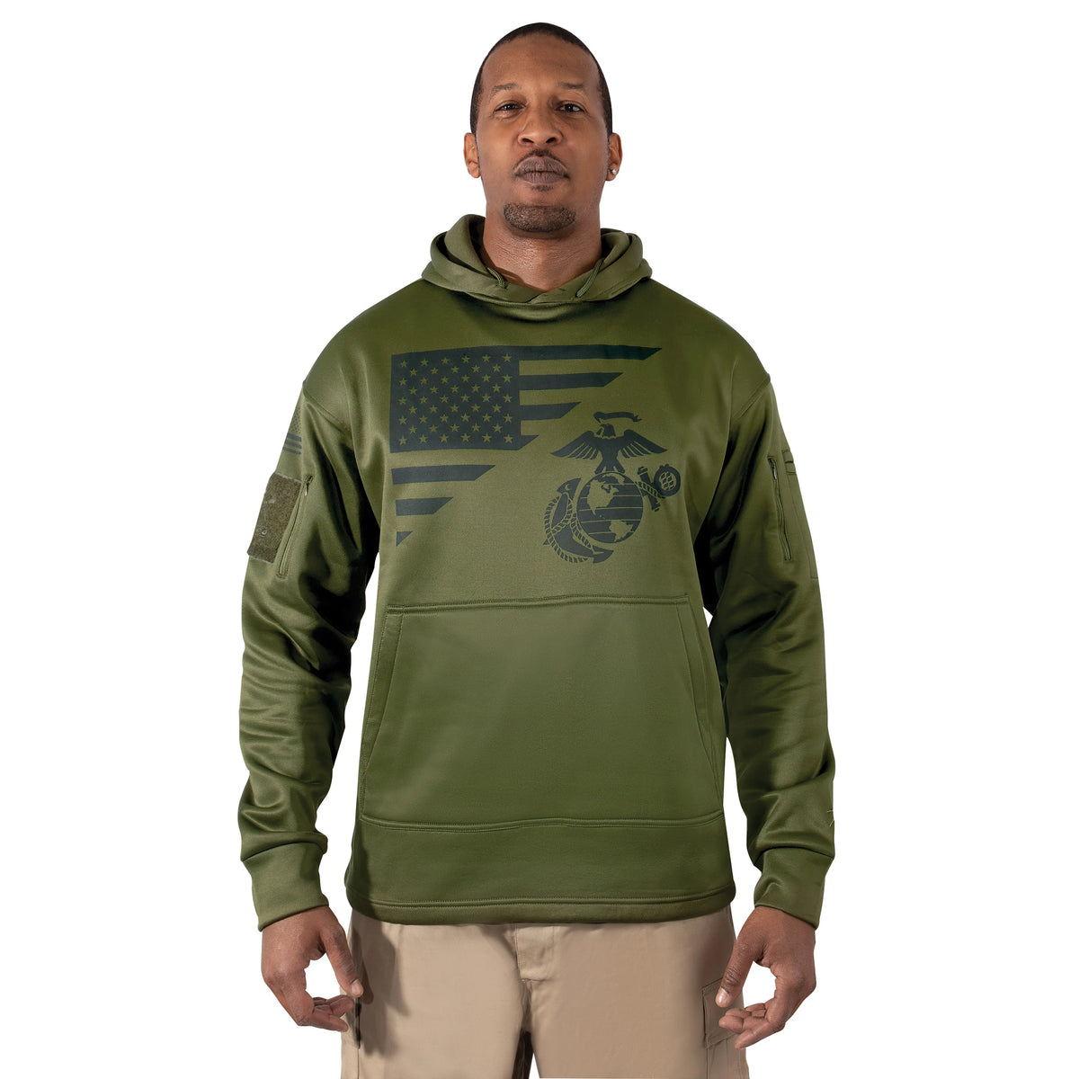 Rothco US Flag / USMC Eagle, Globe, & Anchor Concealed Carry Hoodie - Rothco 41680-SML