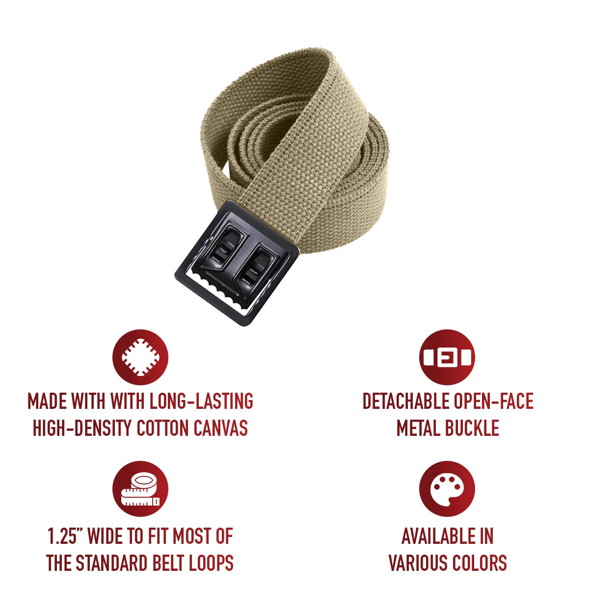 Rothco Military Web Belts With Open Face Buckle - Rothco 4292-KHBK