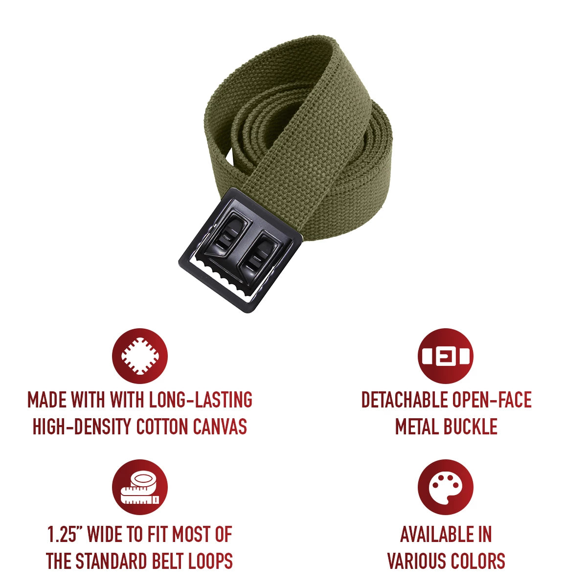 Rothco Military Web Belts With Open Face Buckle - Rothco 4292-ODBK
