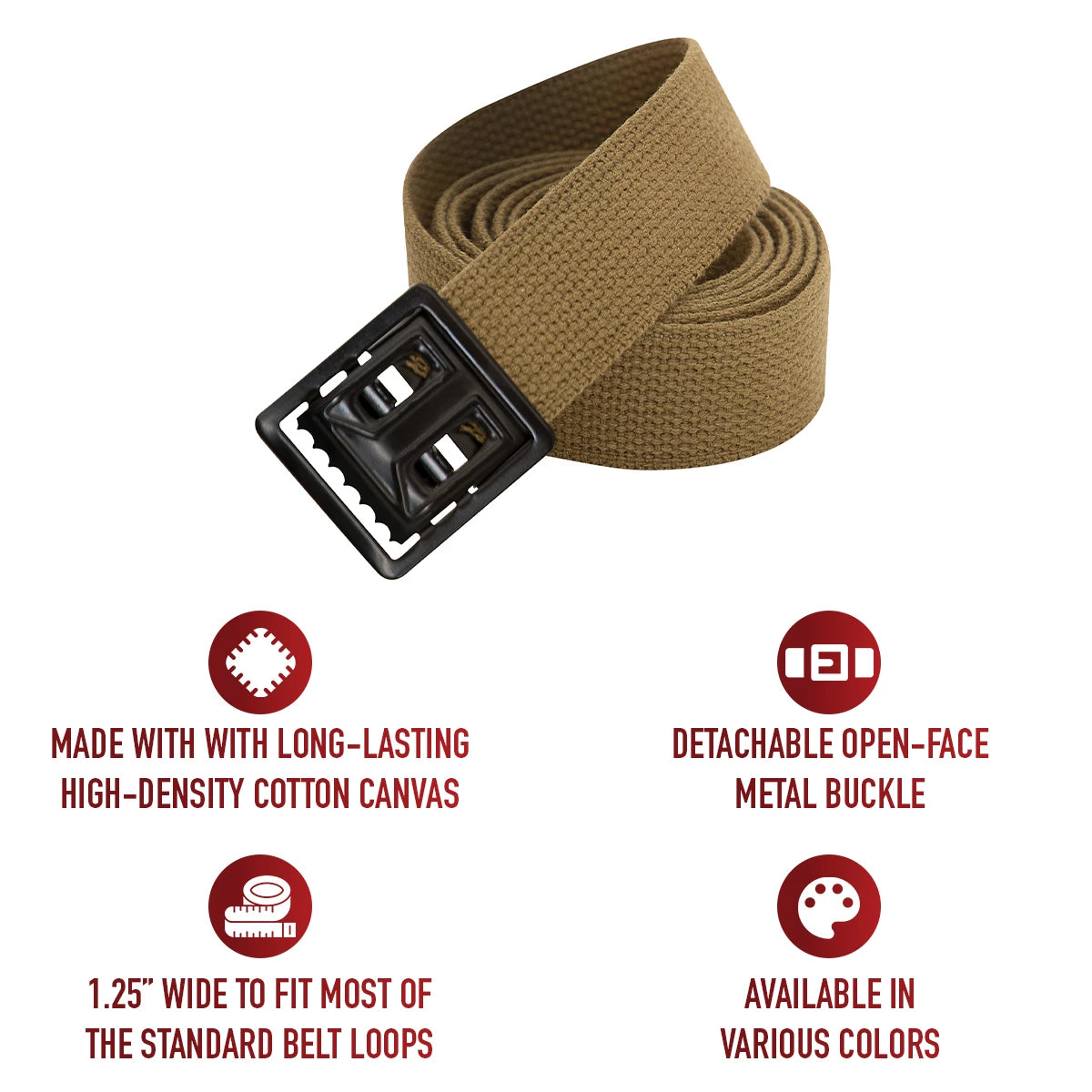 Rothco Military Web Belts With Open Face Buckle - Rothco 4292-COY