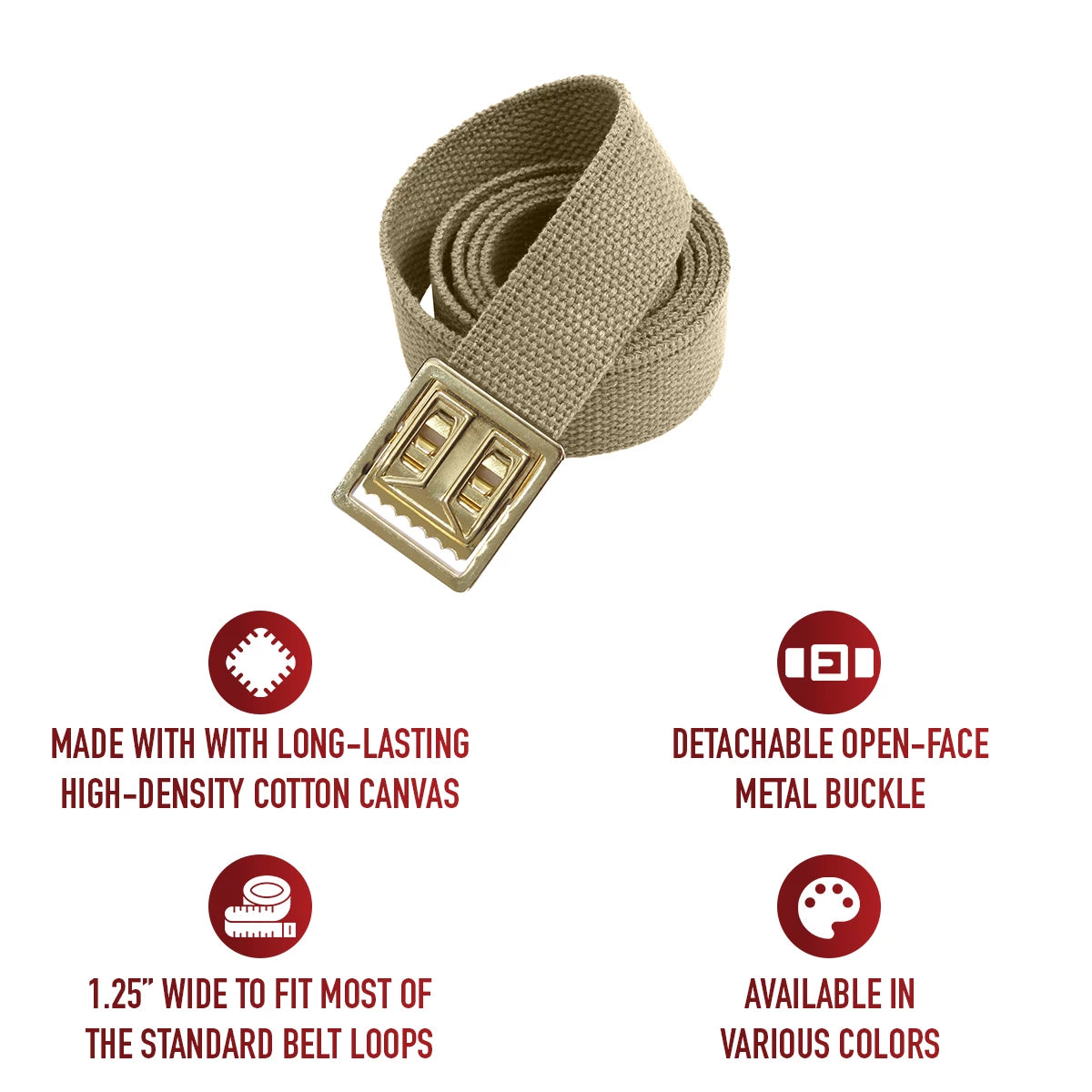Rothco Military Web Belts With Open Face Buckle - Rothco 4299-KH-54in