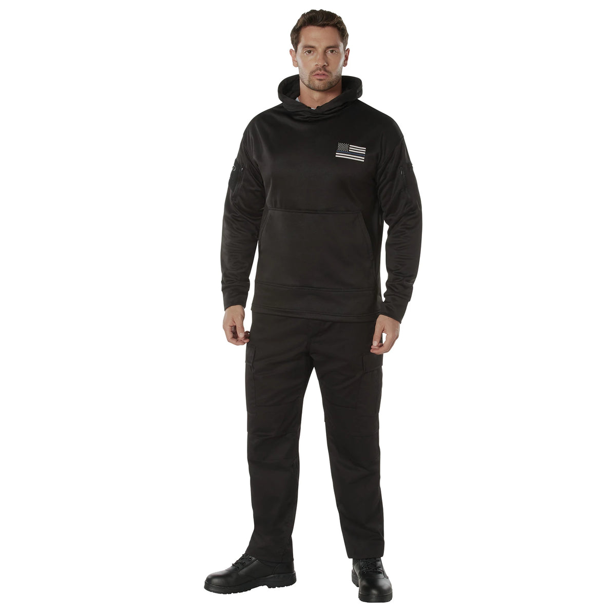 Rothco Honor and Respect Thin Blue Line Concealed Carry Hoodie - Black - Rothco 4305