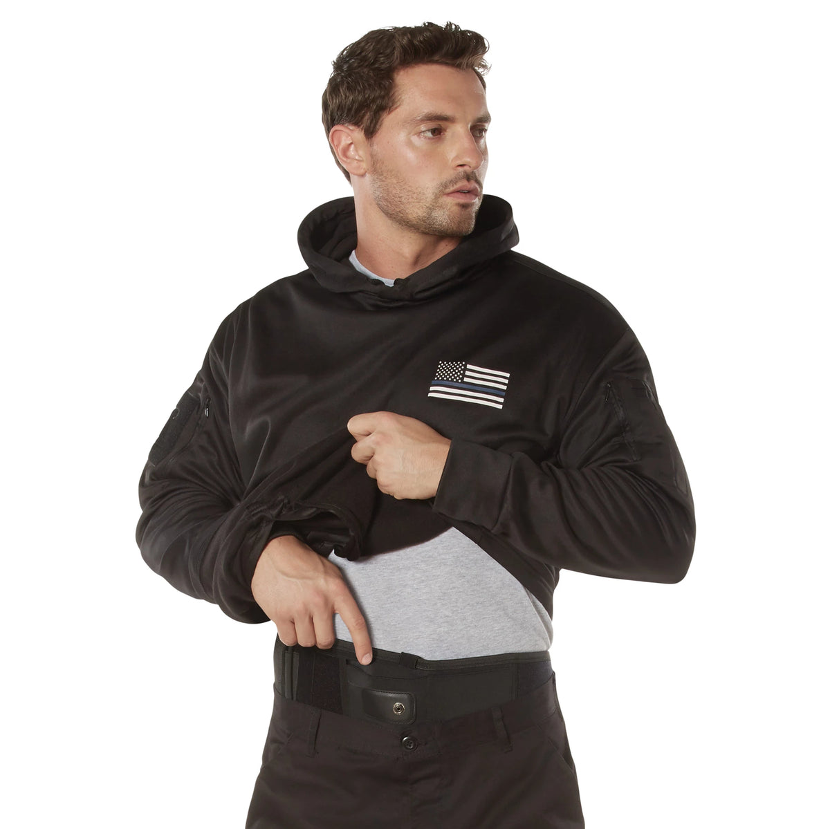 Rothco Honor and Respect Thin Blue Line Concealed Carry Hoodie - Black - Rothco 4305