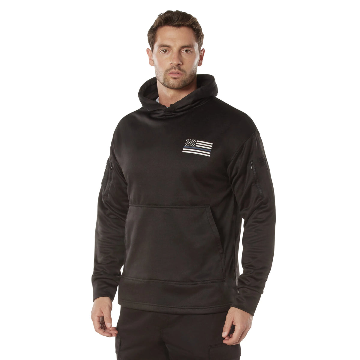 Rothco Honor and Respect Thin Blue Line Concealed Carry Hoodie - Black - Rothco 4303-XLRG