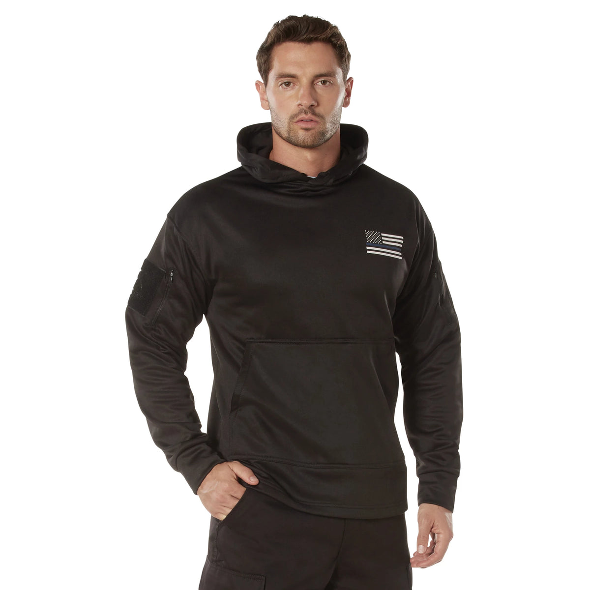 Rothco Honor and Respect Thin Blue Line Concealed Carry Hoodie - Black - Rothco 4305