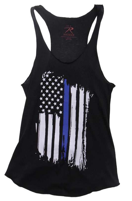 Women Thin Blue Line Flag Racerback Tank Top - Rothco 44770-BK-XS