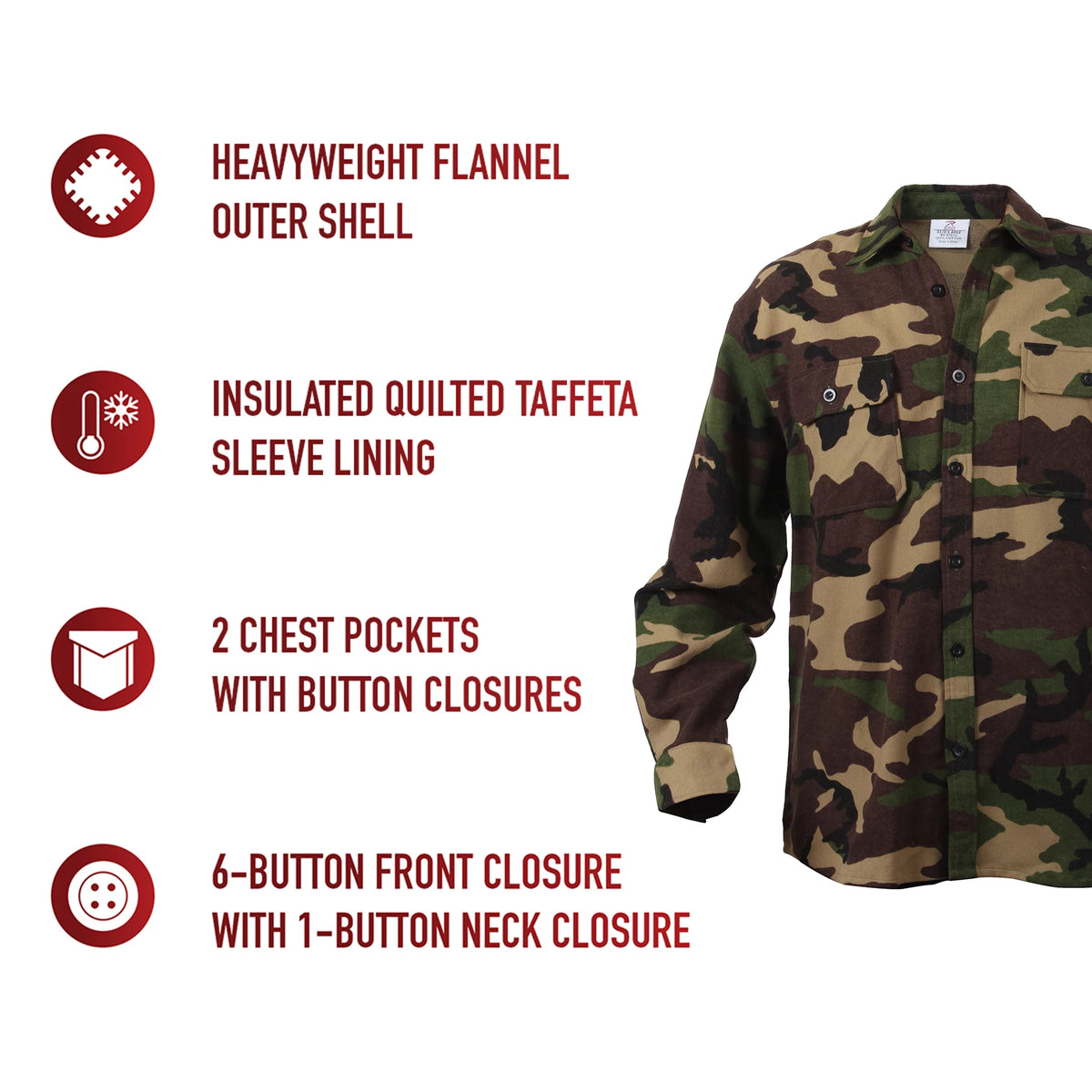 Rothco Extra Heavyweight Camo Flannel Shirts - Rothco 4659-SML