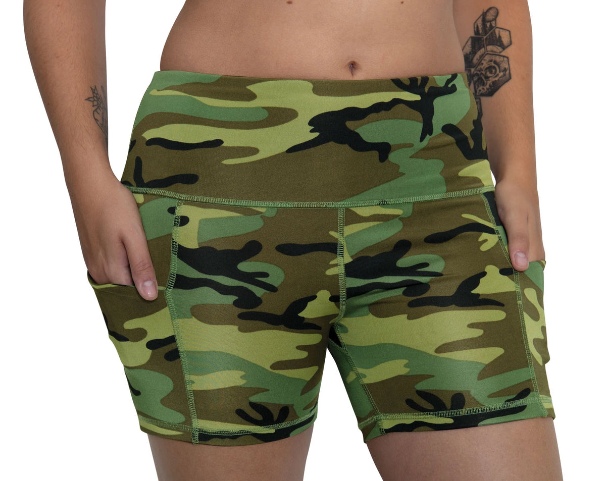 Rothco Womens Camo Workout Performance Legging Shorts - Rothco 4980-LRG