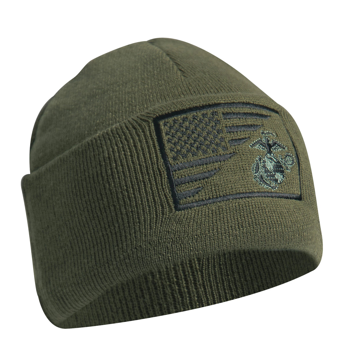 Rothco USMC Eagle, Globe and Anchor / US Flag Deluxe Fine Knit Watch Cap - Rothco 54980
