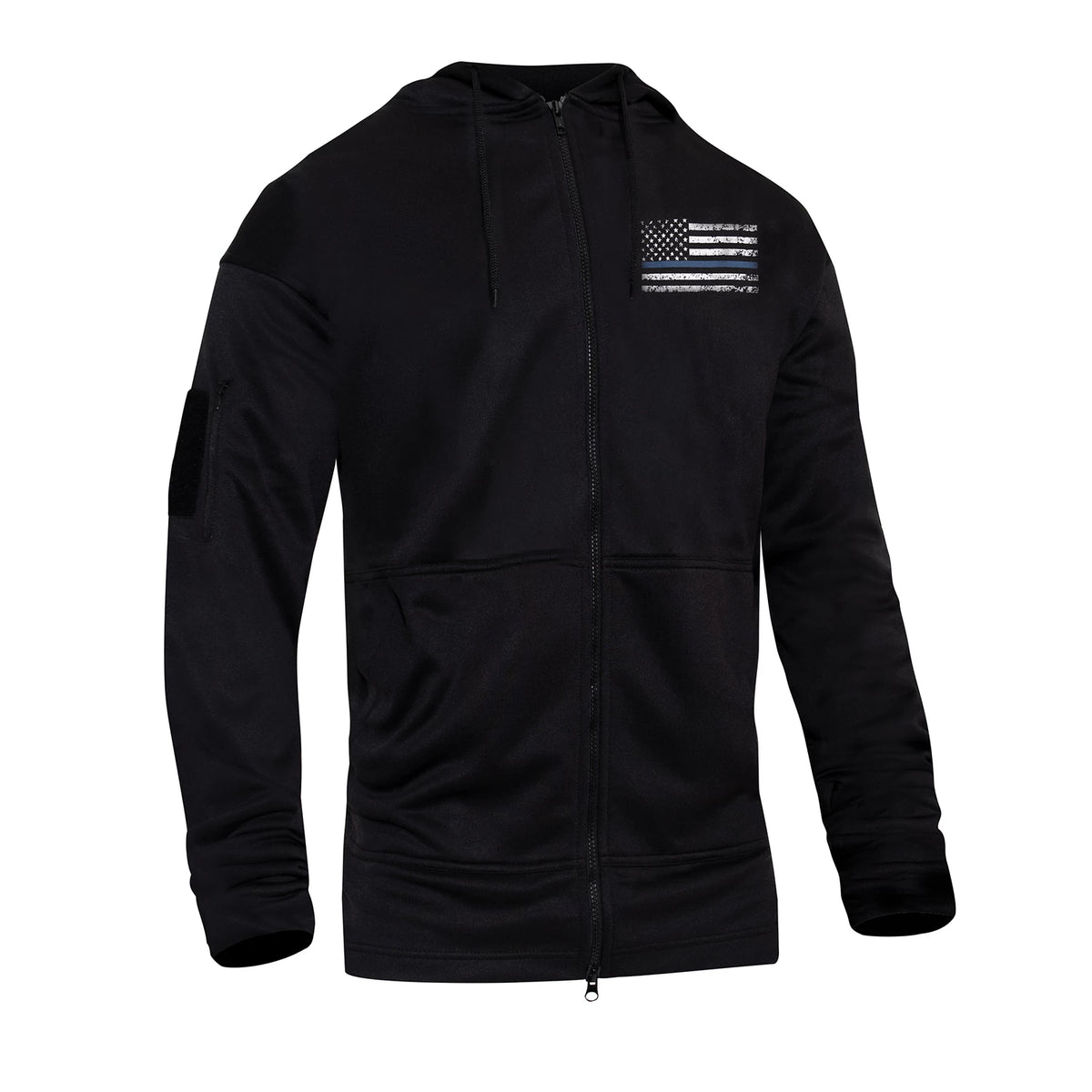 Rothco Thin Blue Line Concealed Carry Zippered Hoodie - Black - Rothco 56071-SML