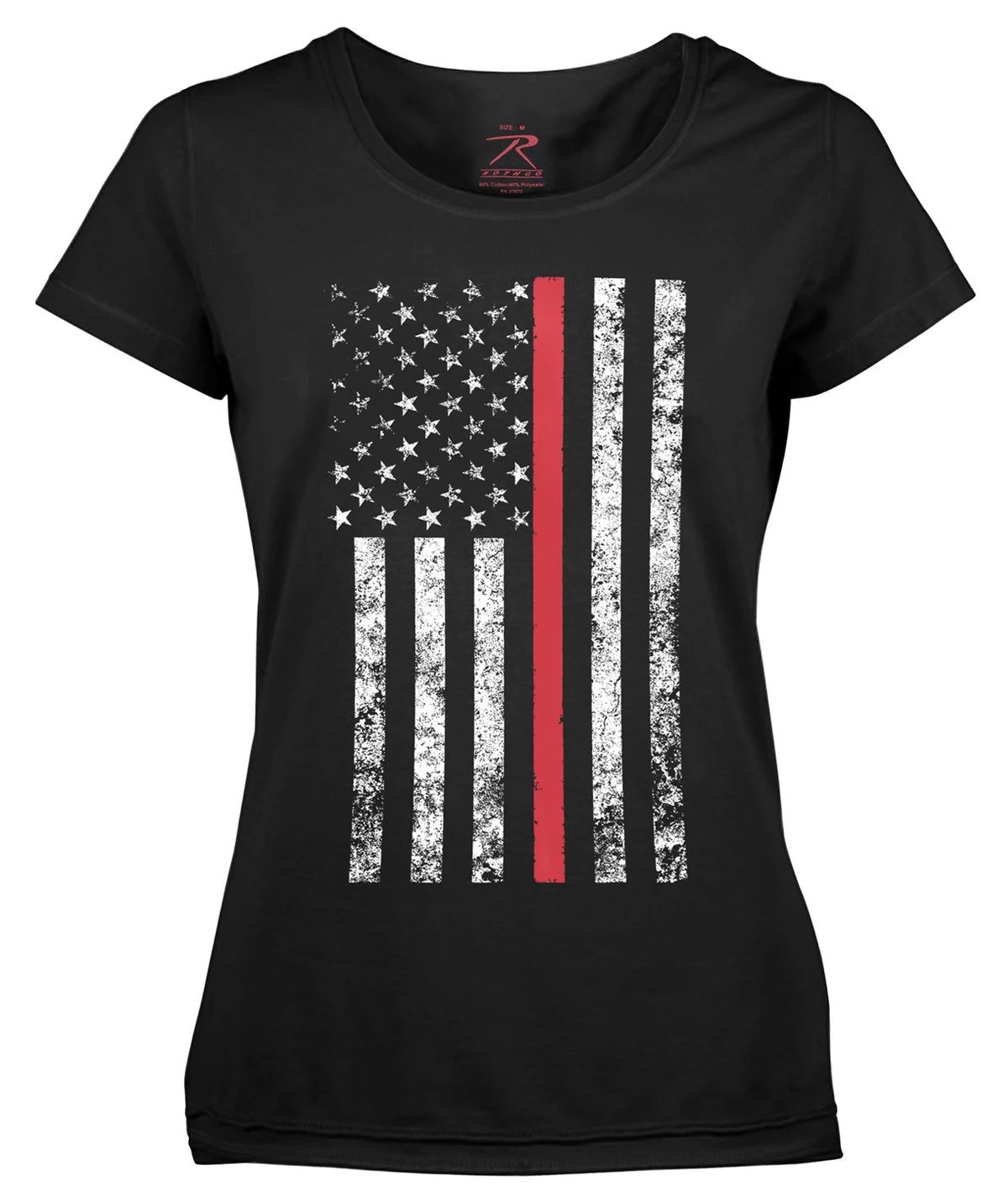 Rothco Womens Thin Red Line Longer T-Shirt - Rothco 5698-BK-2XL