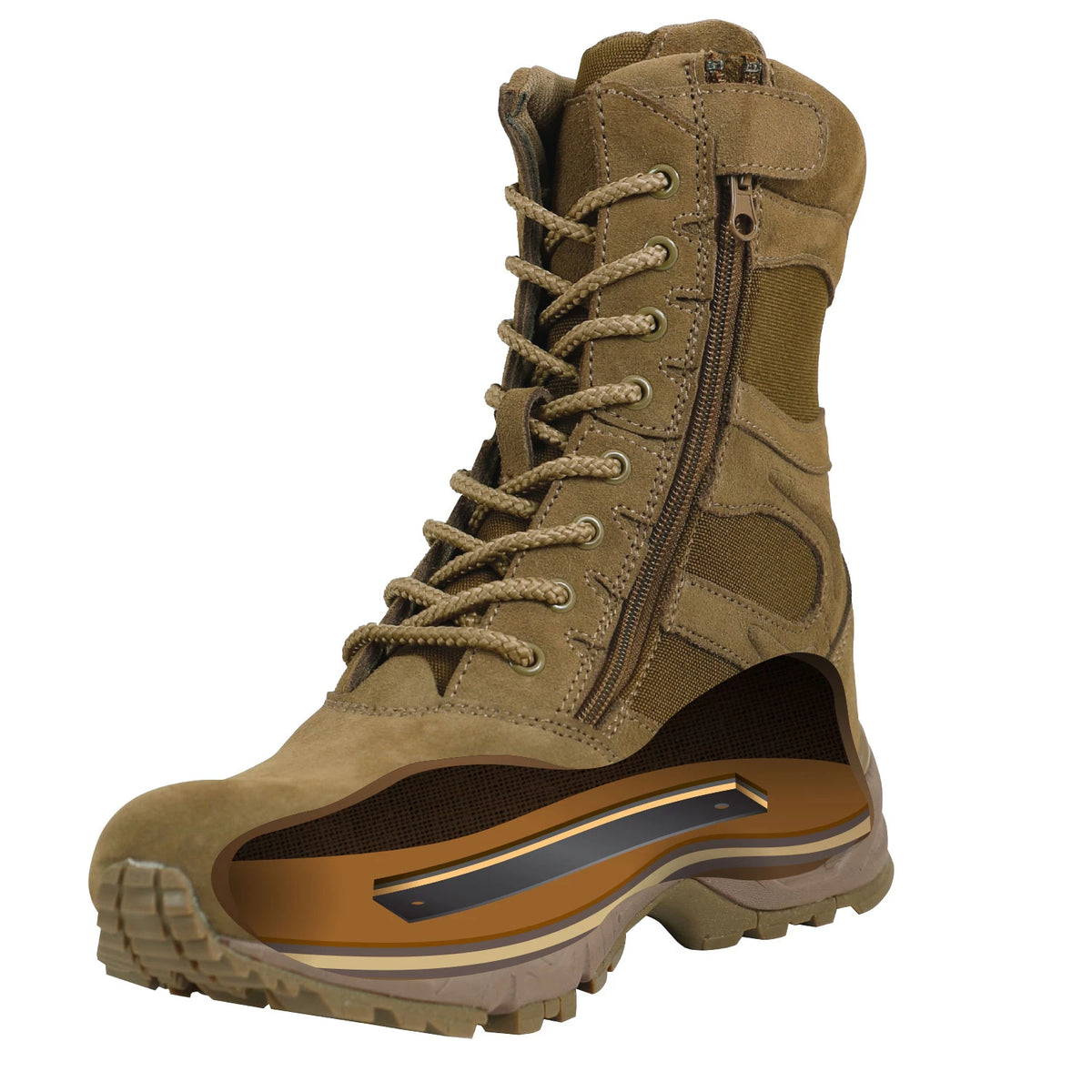 Rothco Forced Entry Deployment Boots With Side Zipper - 8 Inch - Rothco 5763-6R