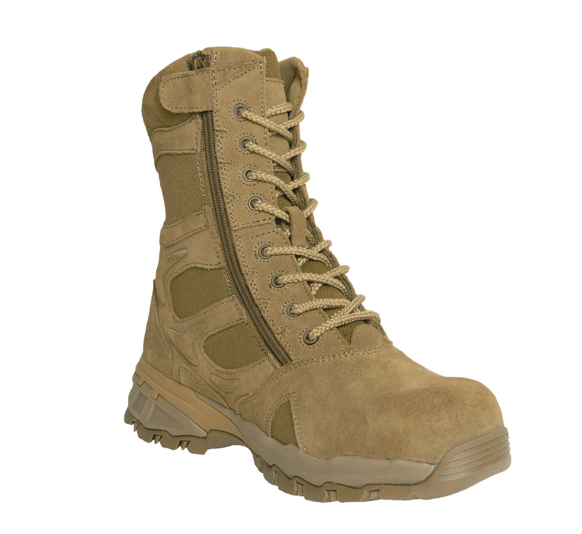 Rothco Forced Entry Composite Toe AR 670-1 Coyote Brown Side Zip Tactical Boot - 8 Inch - Rothco 5764-6R