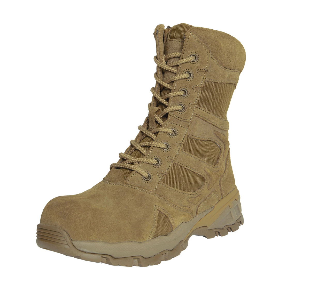 Rothco Forced Entry Composite Toe AR 670-1 Coyote Brown Side Zip Tactical Boot - 8 Inch - Rothco 5764-9R