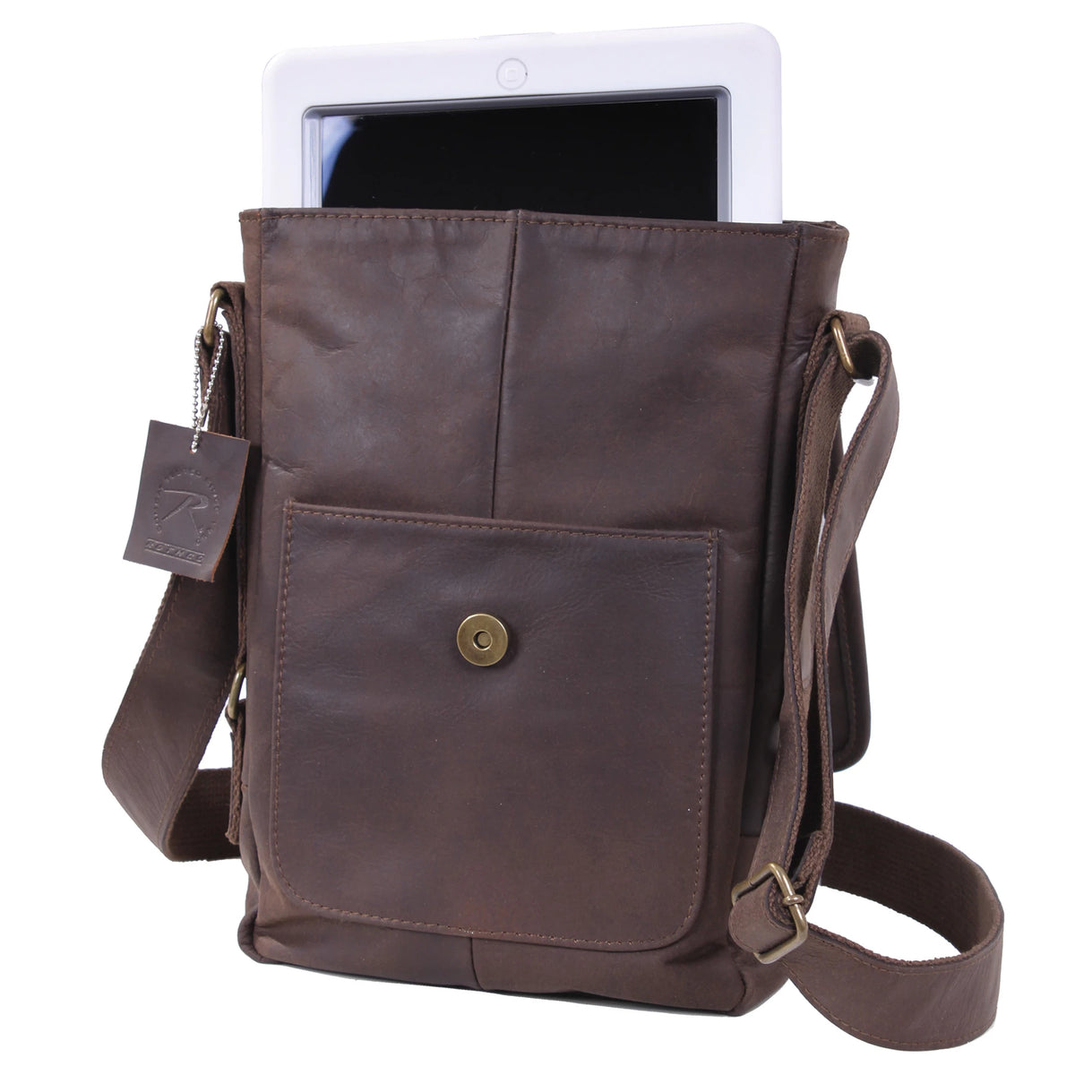 Rothco Brown Leather Military Tech Bag - Rothco 57950