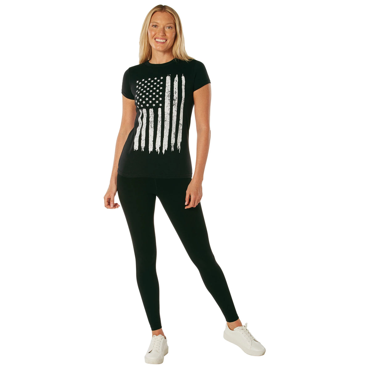 Rothco Womens Distressed US Flag Long T-Shirt - Rothco 5983-LRG