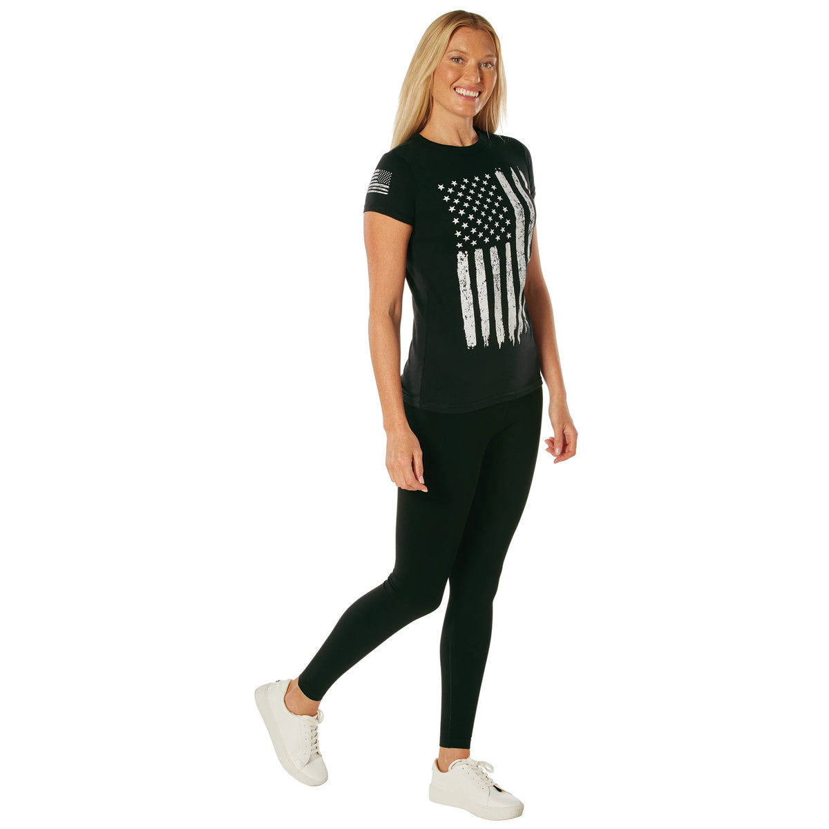 Rothco Womens Distressed US Flag Long T-Shirt - Rothco 5983-2XL