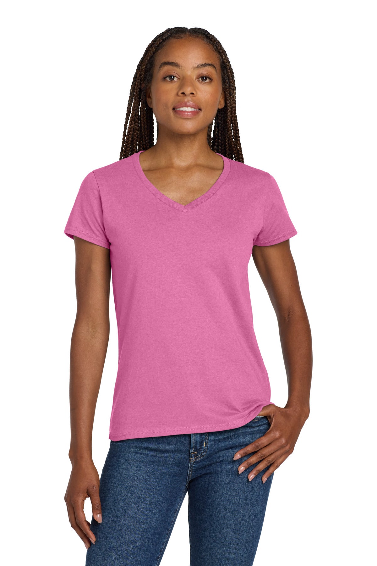 Gildan® Women's Heavy Cotton™ 100% Cotton V-Neck T-Shirt. 5V00L