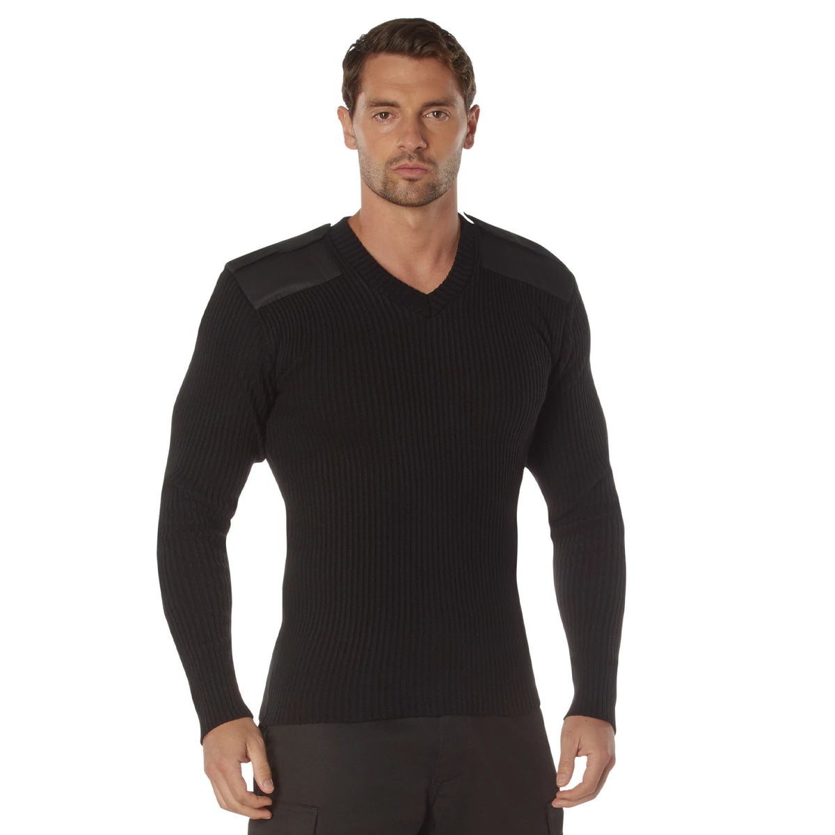 Rothco G.I. Style Acrylic V-Neck Sweater - Rothco 6345-BLK/XS