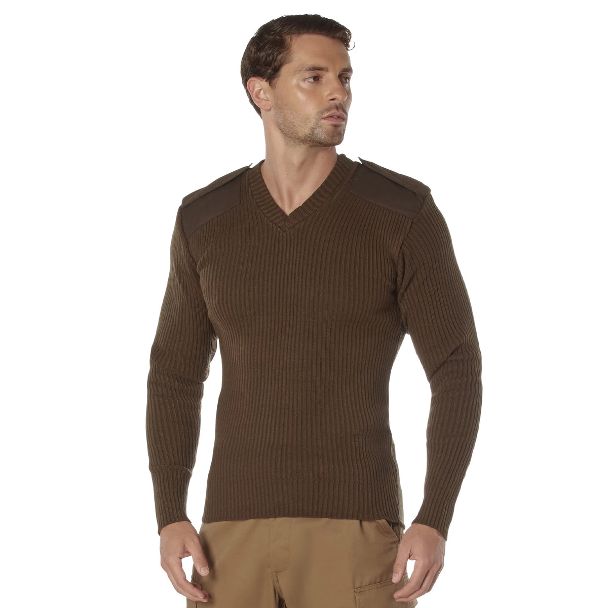 Rothco G.I. Style Acrylic V-Neck Sweater - Rothco ##6345-BRN/SML