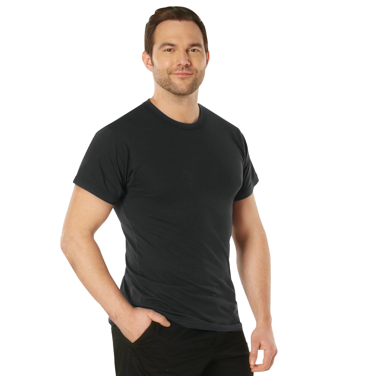 Rothco Solid Color T-Shirt with Cotton / Polyester Blend - Rothco 6670-BK-XL