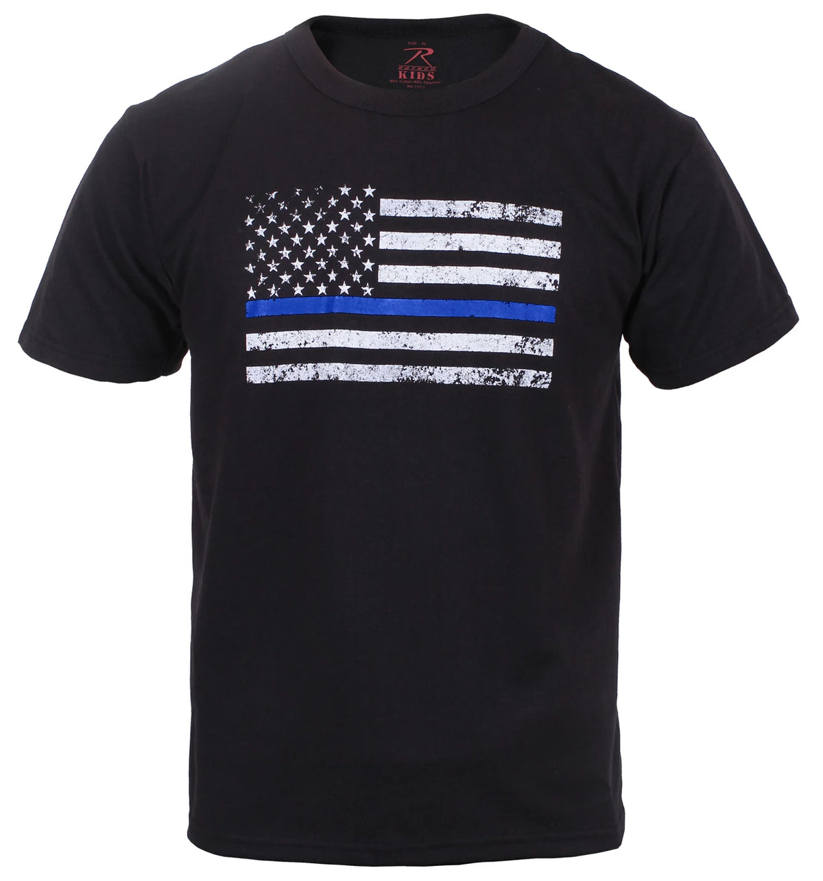 Rothco Kids Thin Blue Line US Flag T-Shirt - Rothco 6869-BK-XS