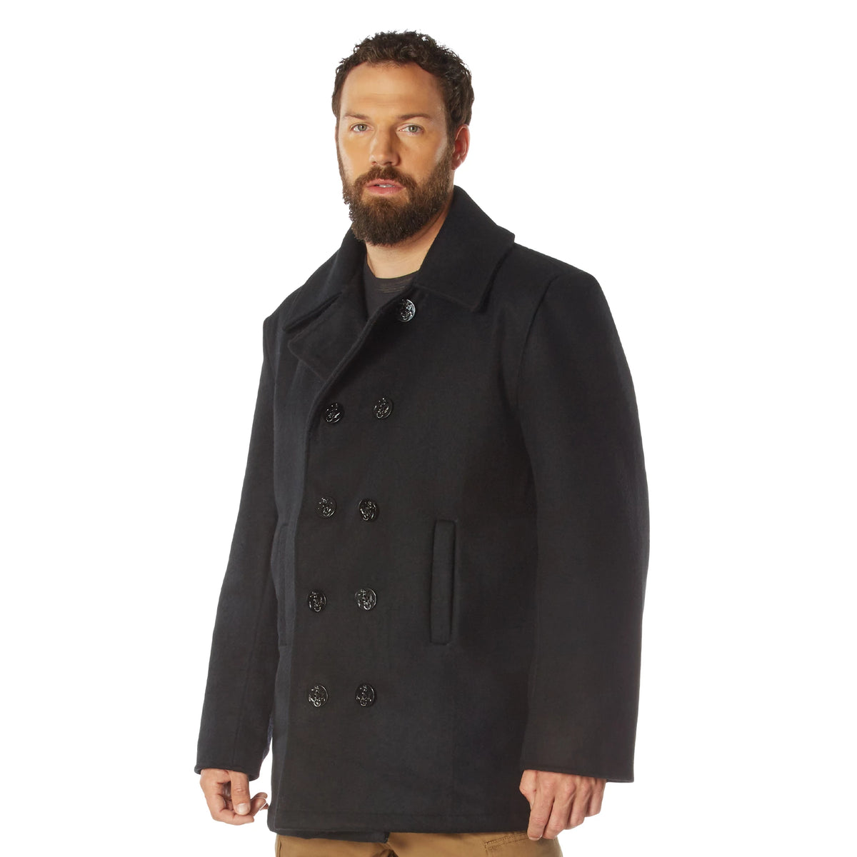 Rothco Wool Pea Coat - Rothco 7070-BK-XL