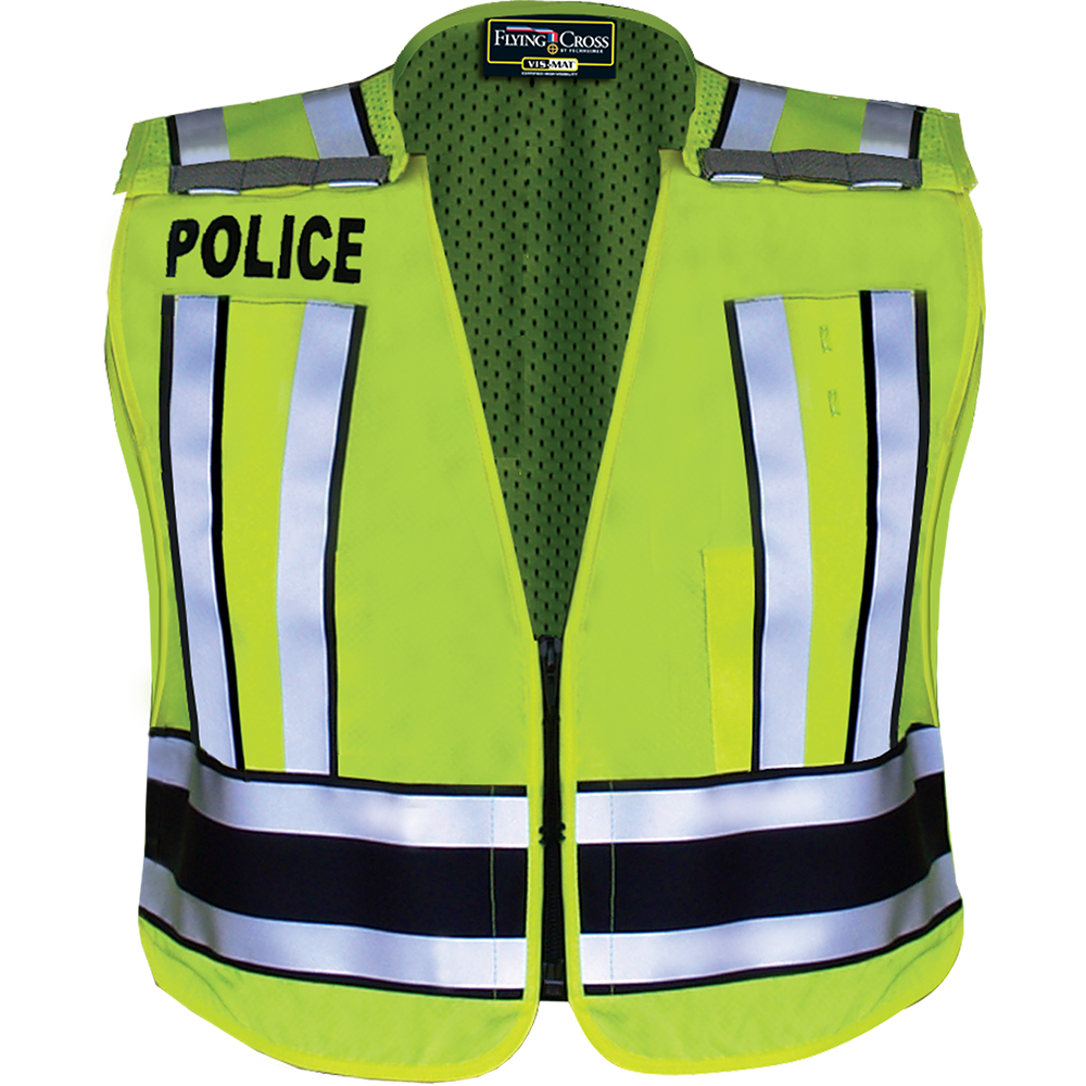 Flying Cross 71500 - Pro Series Hi-Vis Safety Vest w/ Navy Band & POLICE Letterin