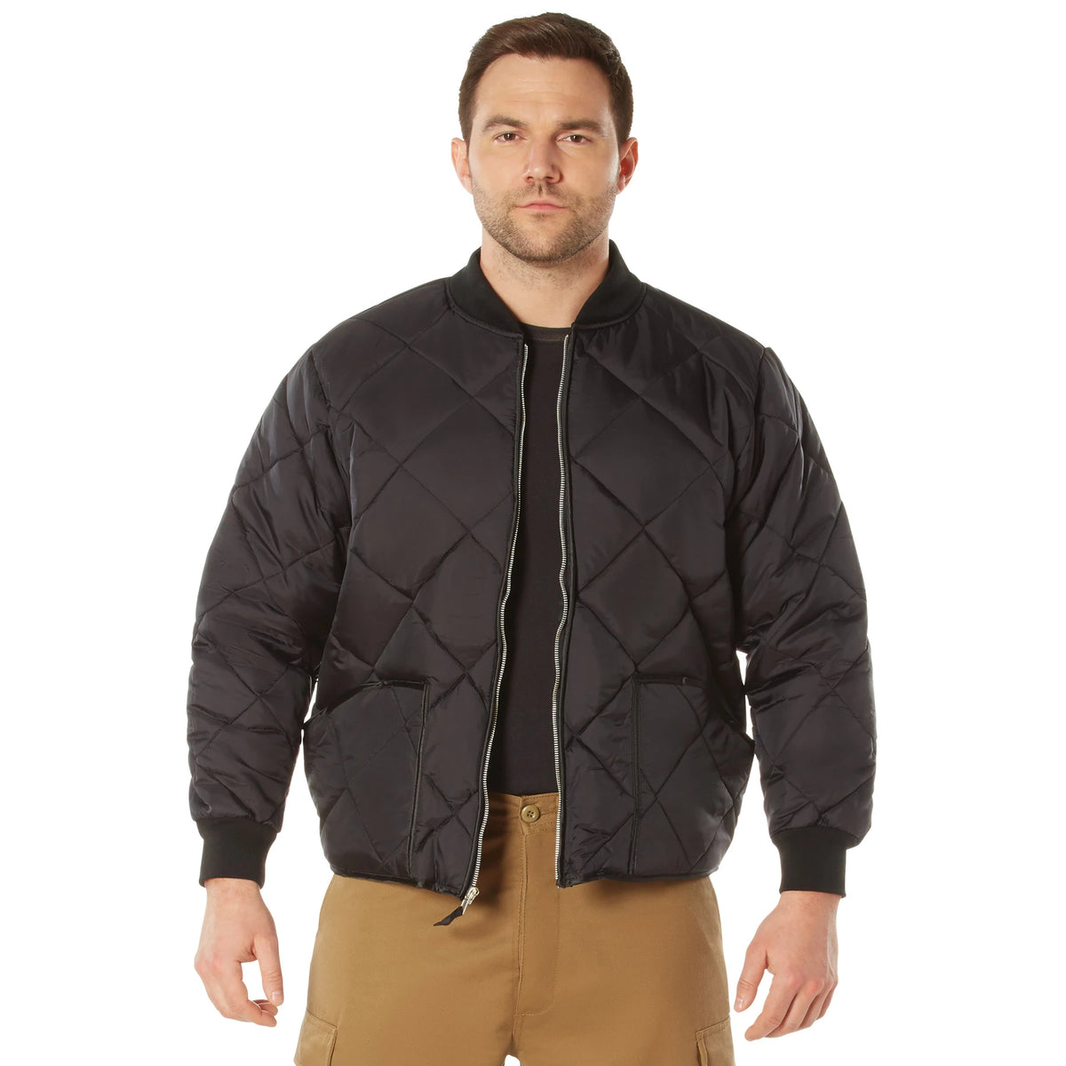 Rothco Diamond Quilted Nylon Flight Jacket - Rothco 7230-BK-M