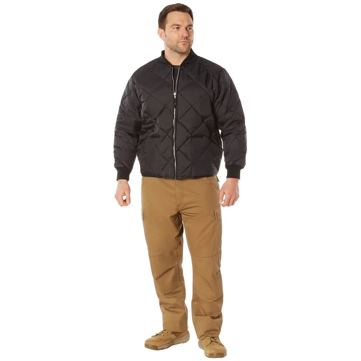 Rothco Diamond Quilted Nylon Flight Jacket - Rothco 7231-BK-2XL