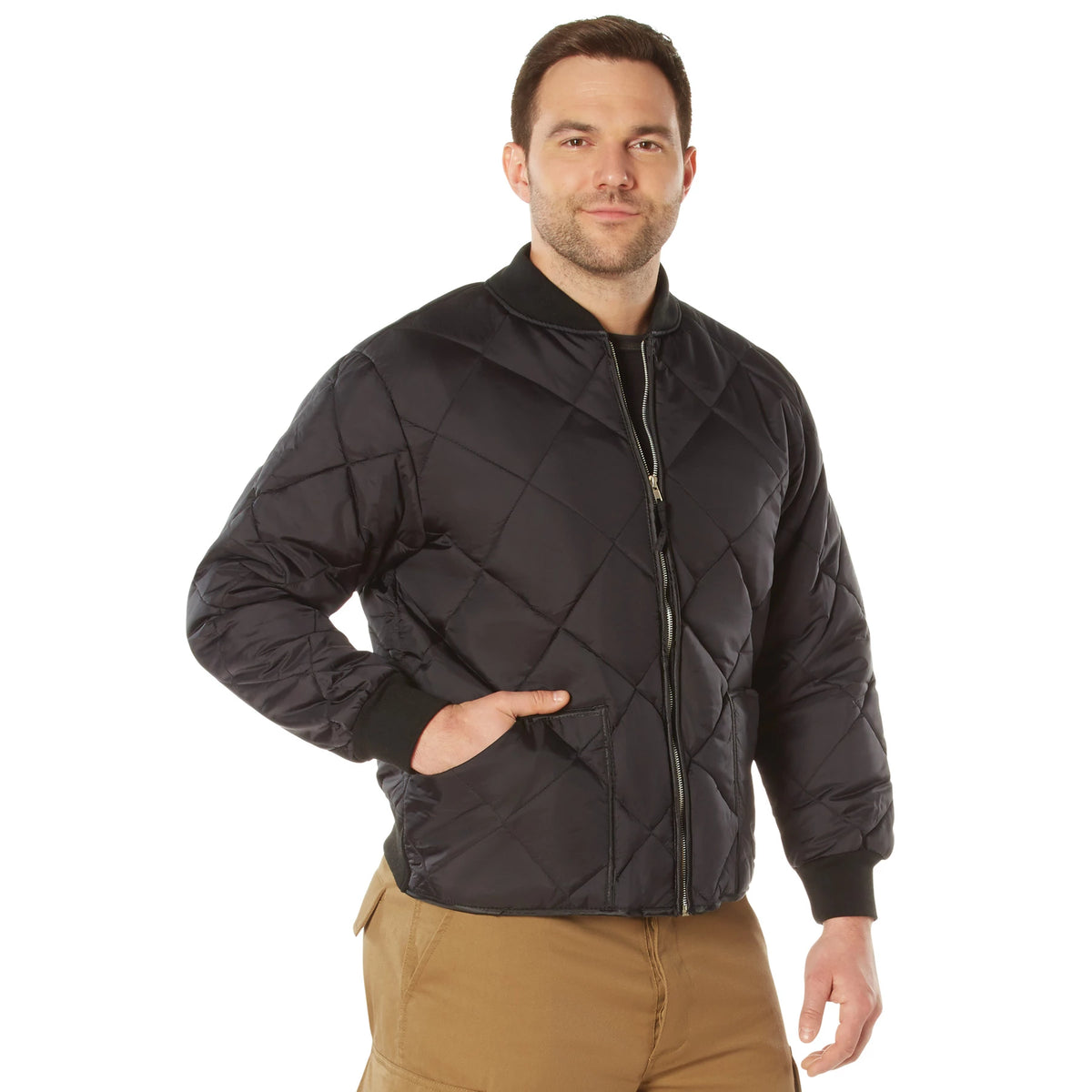 Rothco Diamond Quilted Nylon Flight Jacket - Rothco 7231-BK-4XL
