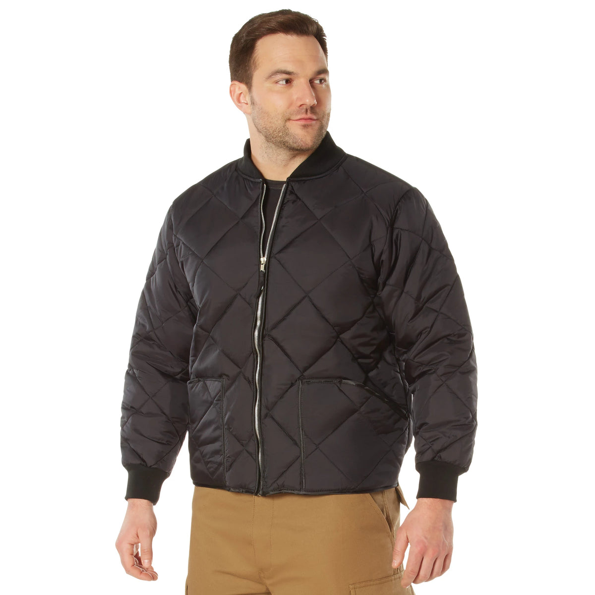 Rothco Diamond Quilted Nylon Flight Jacket - Rothco 7230-BK-S