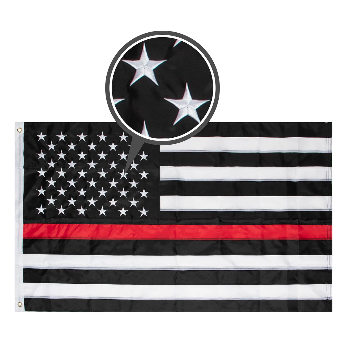 Rothco Deluxe Thin Red Line Flag / 3' X 5' - Rothco 15961