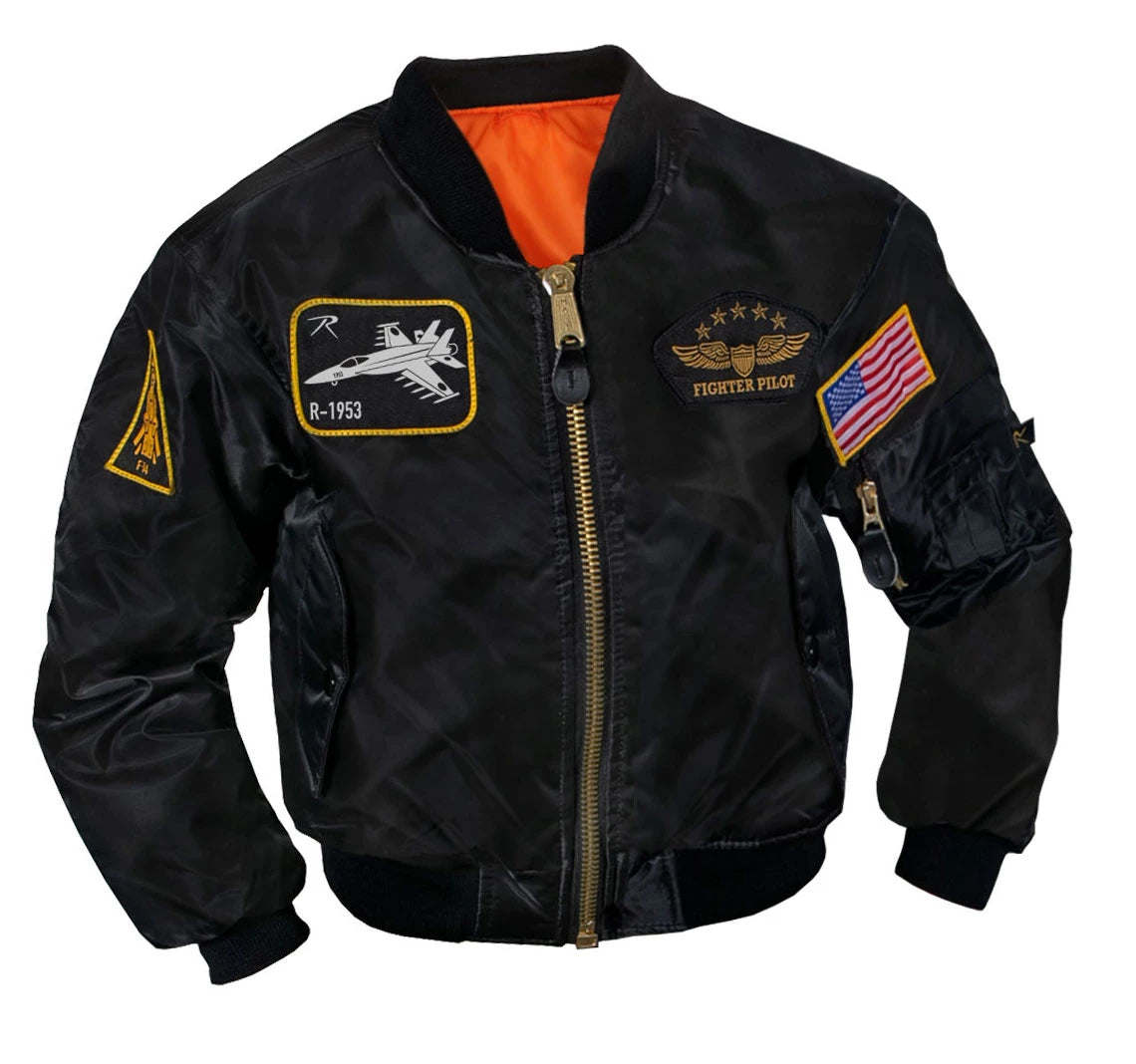 Rothco Kids Flight Jacket with Patches - Rothco 7341-BK-S
