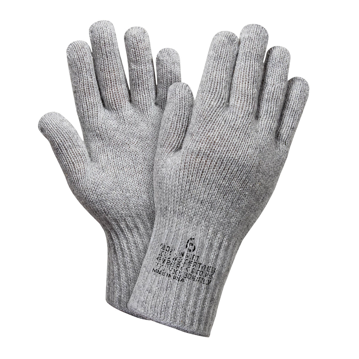 Rothco Wool Glove Liners - Stamped - Rothco 8418-GY-6