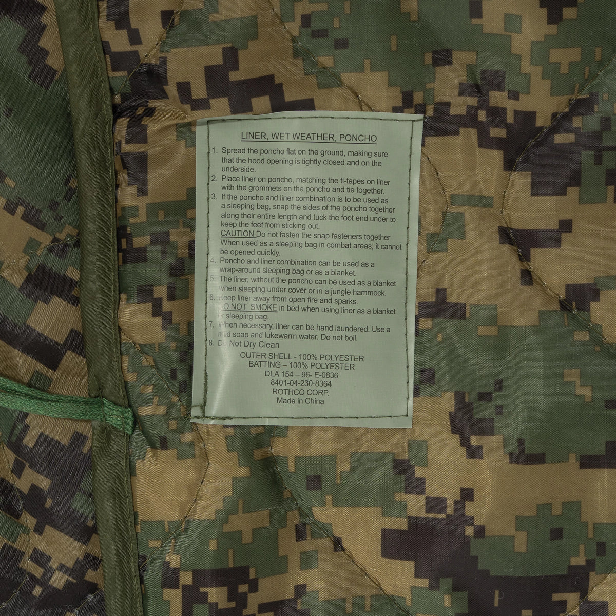 Rothco G.I. Type Camo Poncho Liner - Rothco 8476