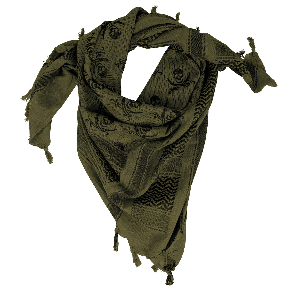 Rothco Skulls Shemagh Tactical Desert Keffiyeh Scarf - Rothco 8539-OD