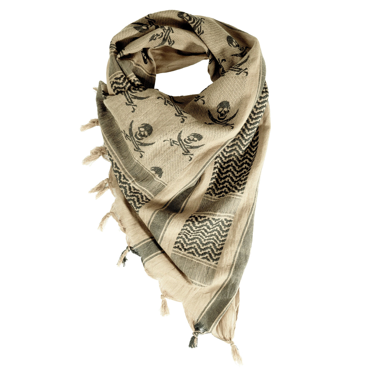 Rothco Skulls Shemagh Tactical Desert Keffiyeh Scarf - Rothco 8539-TAN