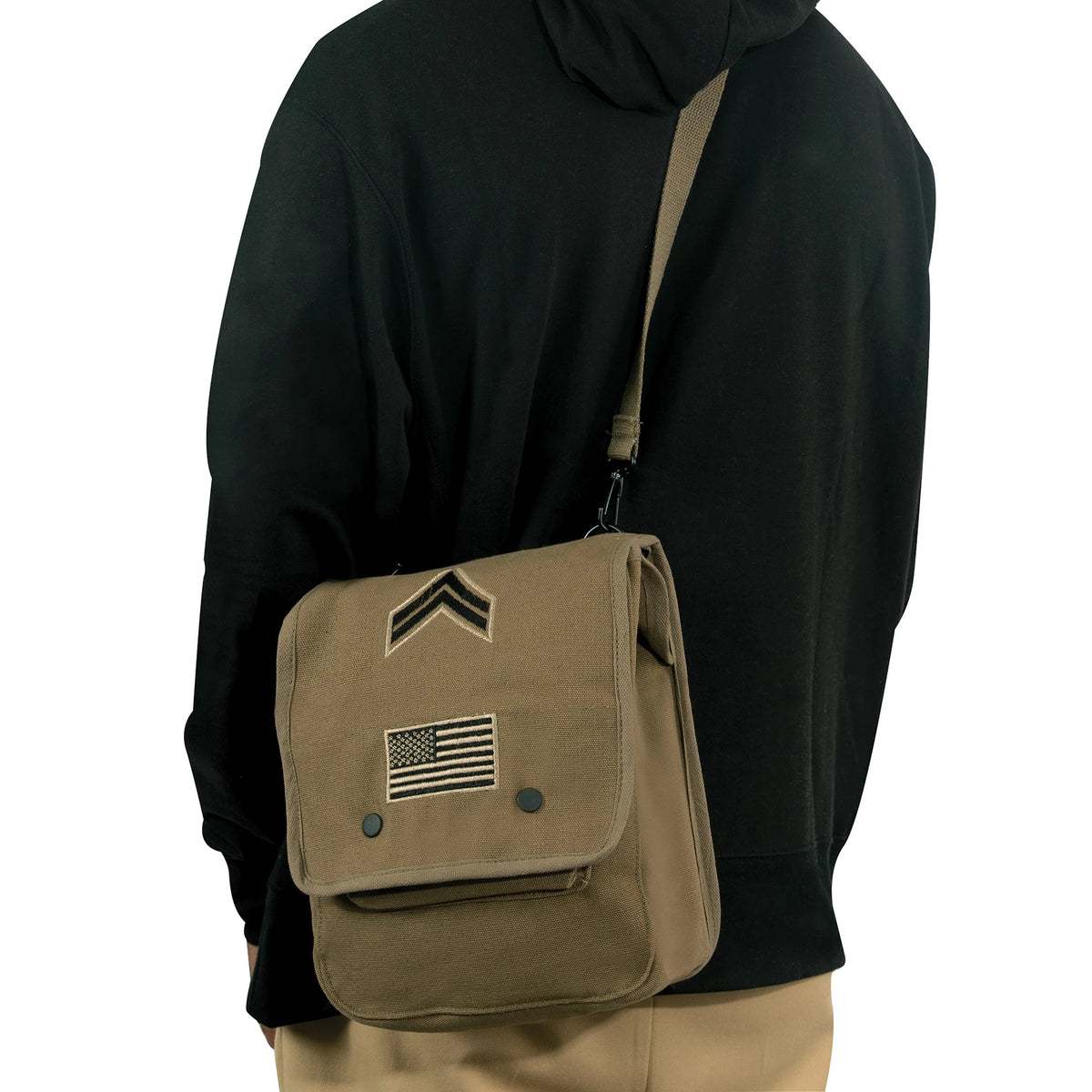 Rothco Canvas Map Case Shoulder Bag With Military Patches - Rothco 8796