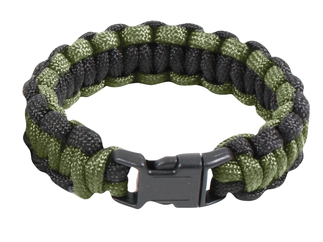 Rothco Two-Tone Paracord Bracelet - Olive Drab / Black - Rothco 921-ODBK-L8in