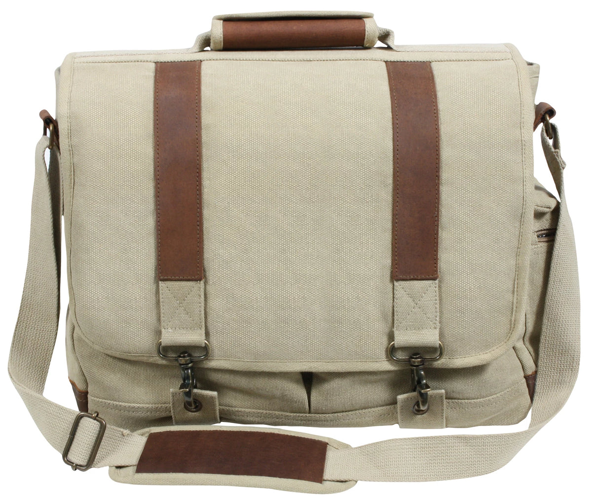 Rothco Vintage Canvas Pathfinder Laptop Bag With Leather Accents - Rothco 9691-KH