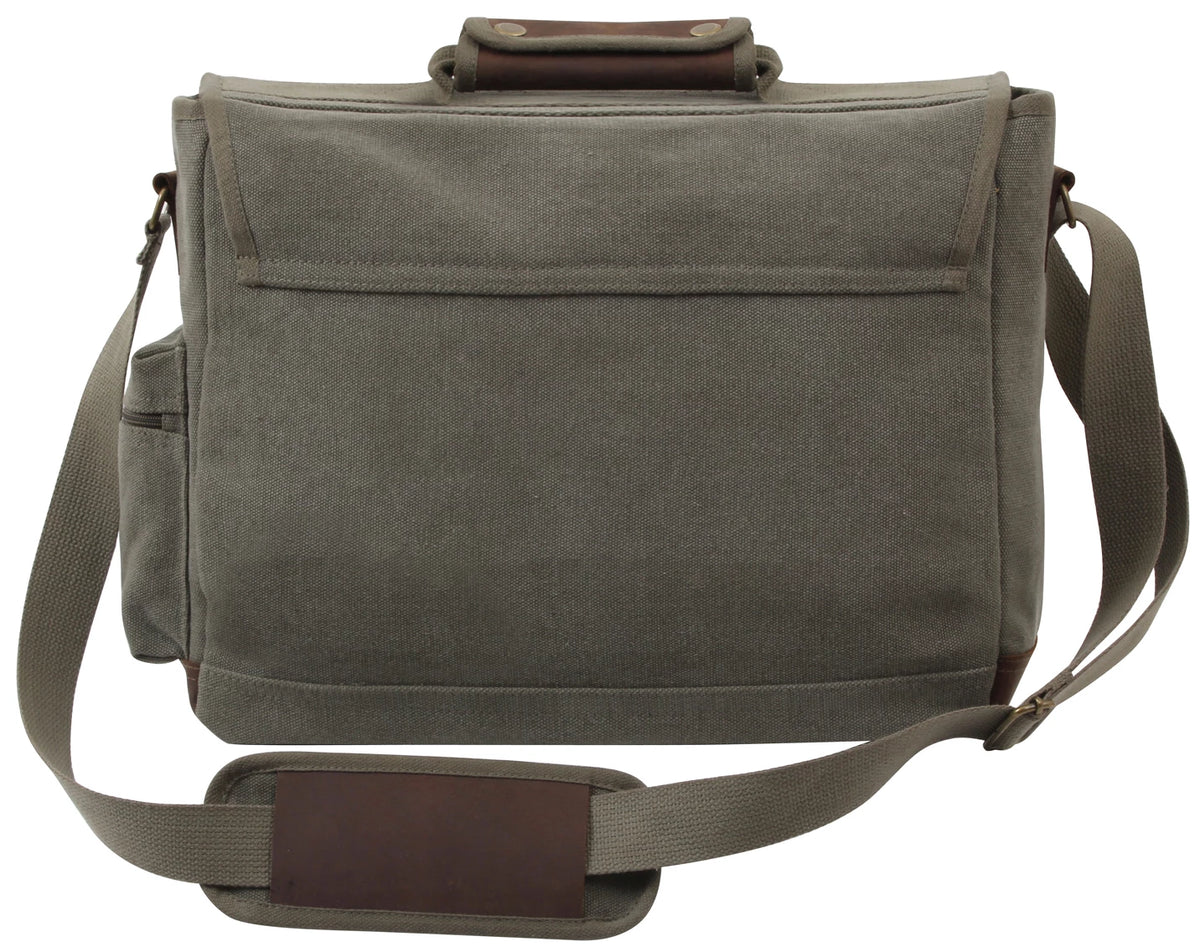 Rothco Vintage Canvas Pathfinder Laptop Bag With Leather Accents - Rothco 9691-OD