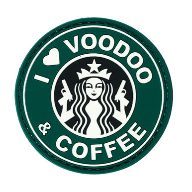 I Love Voodoo & Coffee Rubber Patch (Green)