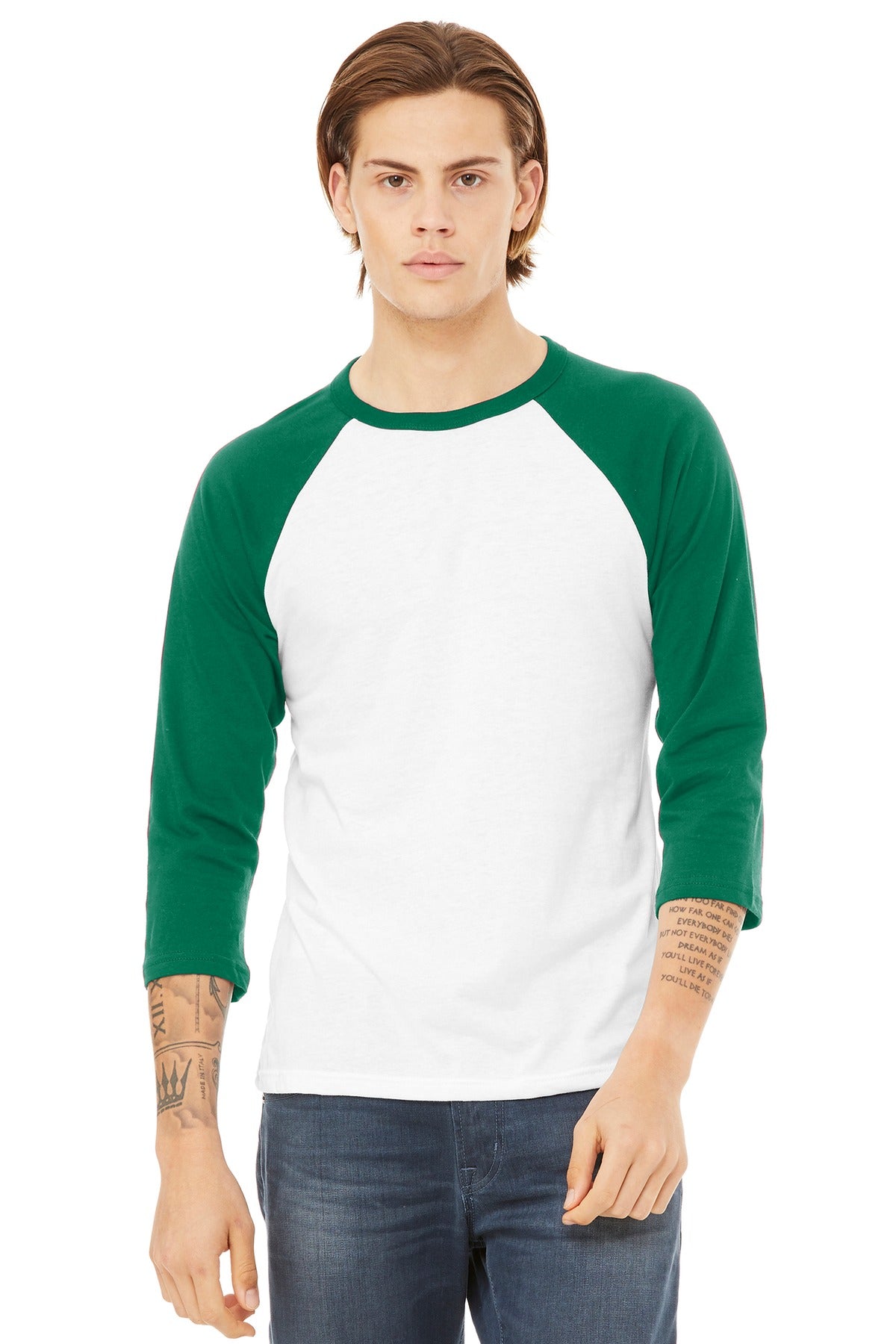 BELLA+CANVAS ® Unisex 3/4-Sleeve Baseball Tee. BC3200