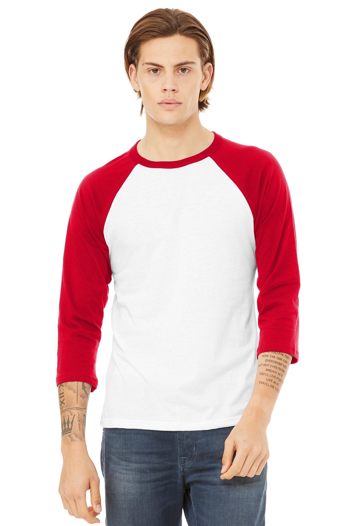 BELLA+CANVAS ® Unisex 3/4-Sleeve Baseball Tee. BC3200
