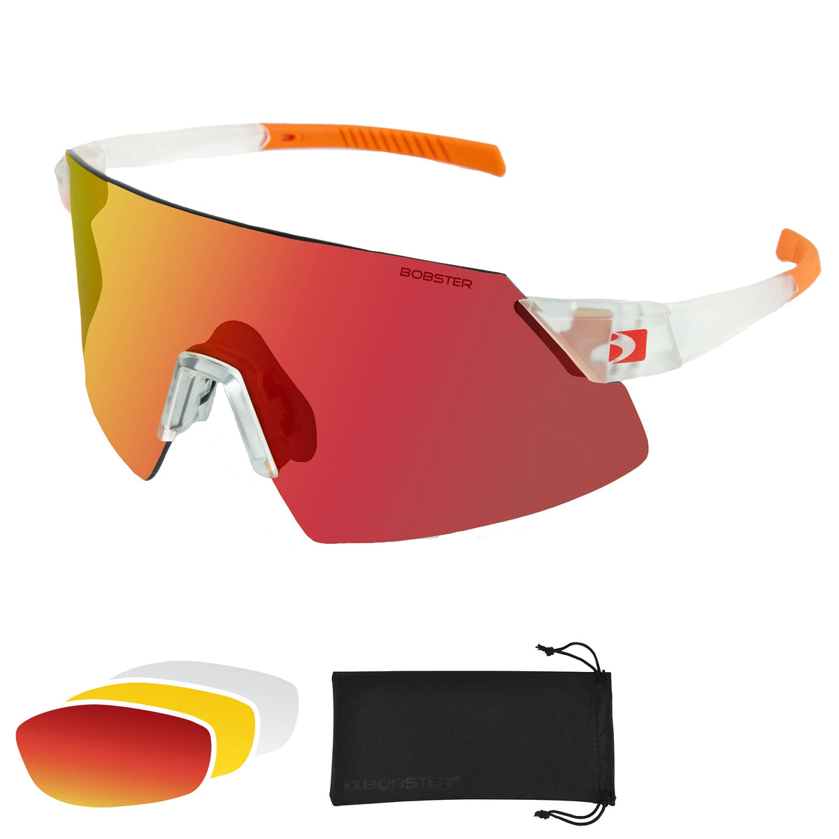 Bobster BCAD01 - Cadence Sunglasses - Matte Clear/Orange Frame w/ Smoke Black