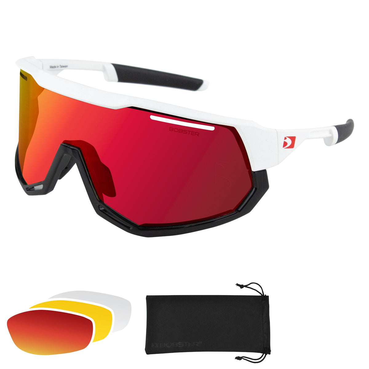 Bobster BFRE01 - Freewheel Sunglasess - Matte White/Gloss Black Frame w/ Smok