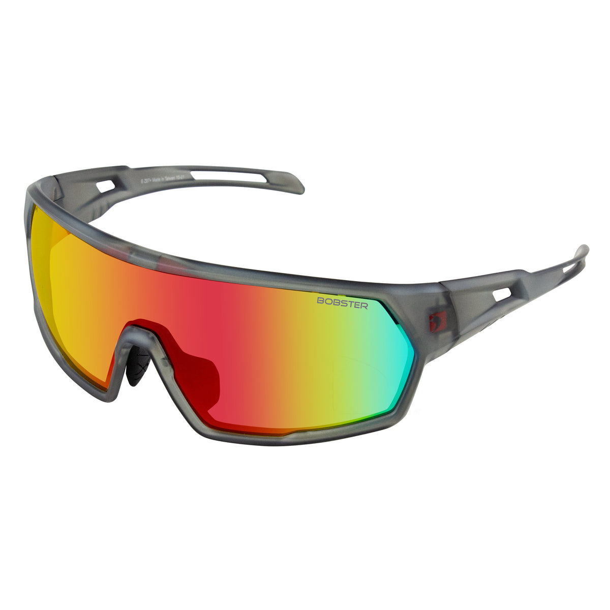 Bobster BSPE01 - Speed Sunglasses - Matte Clear/Gray Framew/ Smoked Crimson M